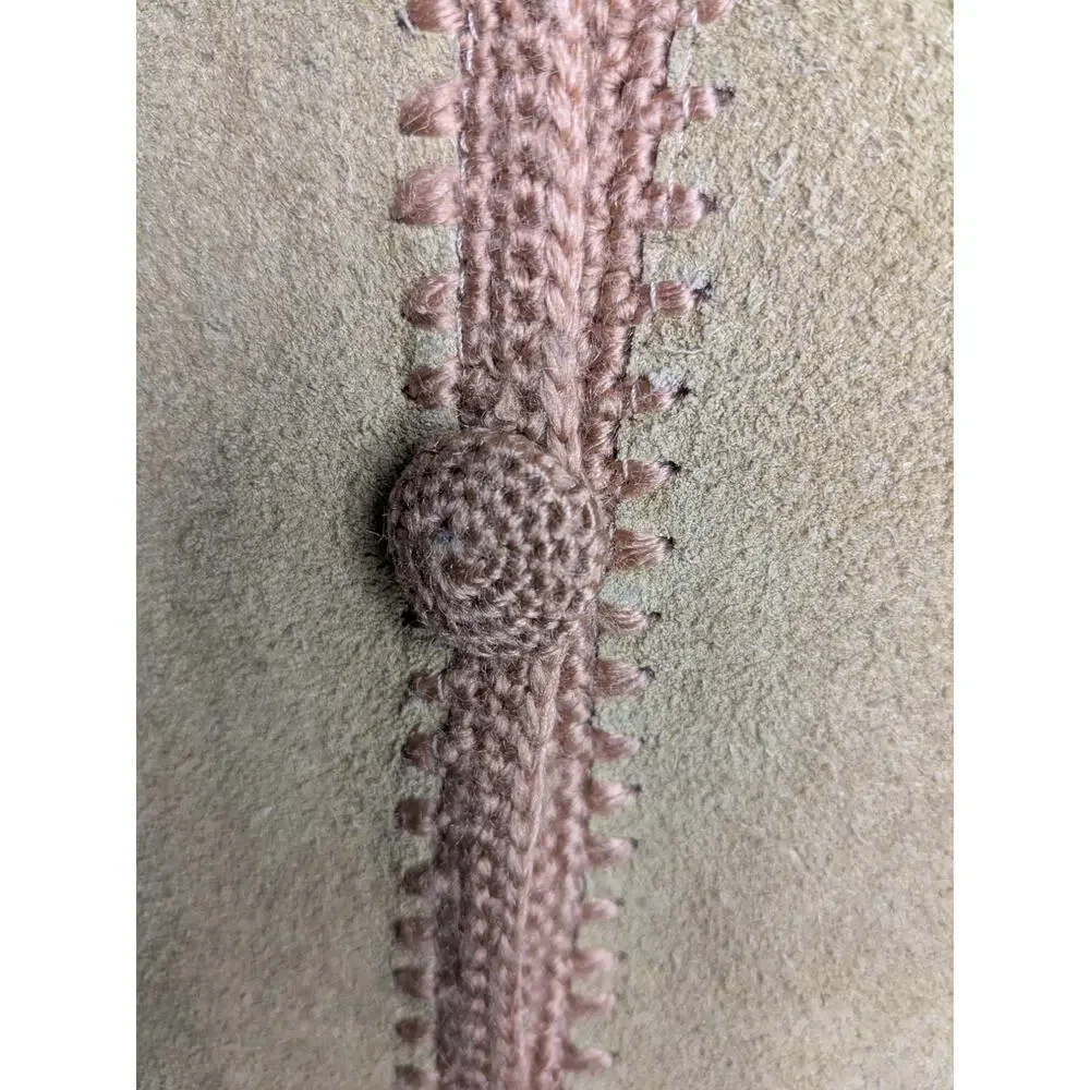 Vintage 70s Exclusive Imports Tan Leather Crochet Jacket Boho Hippy SZ M Korea - Picture 7 of 12
